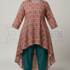 Elegant Asymmetrical Printed Kurta Set - Image 4