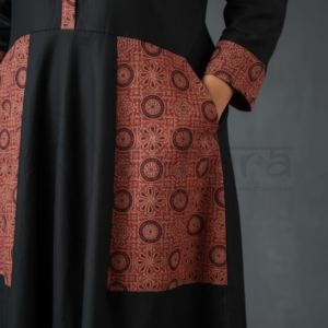 Pure cotton black colour kurta set with Ajrak prints - Image 4